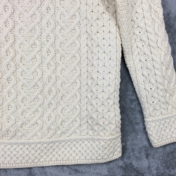 Aran Mor Ireland Cableknit Sweater Large Mock Turtleneck Knit Merino Wool Chunky - Picture 4 of 16